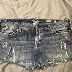 Silver cutoff shorts